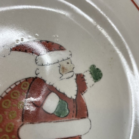 Christmas Santa Holiday Stoneware Replacement Salad Plates White Red Green set 3 - Picture 8 of 12